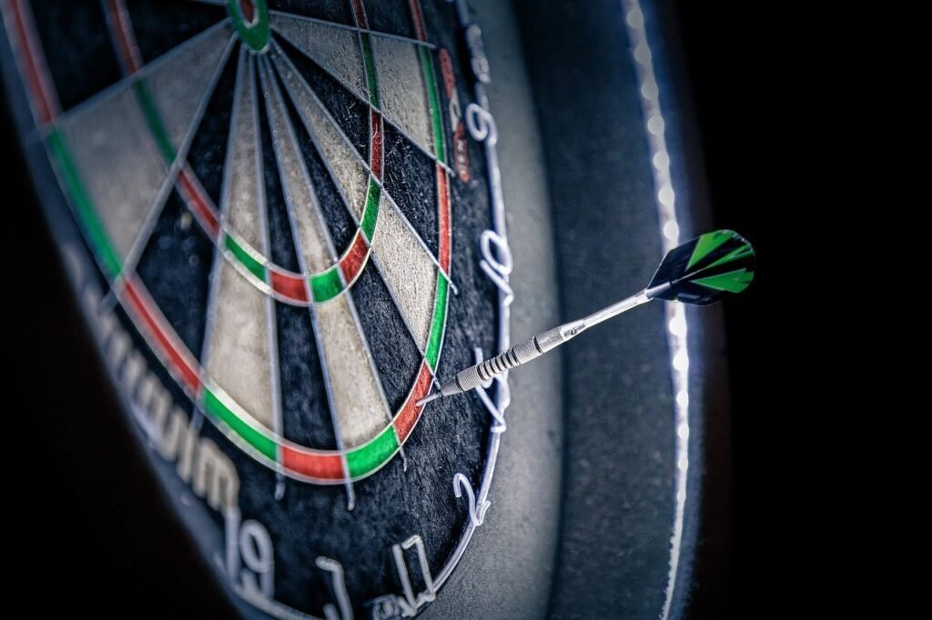 dart board with a green dart